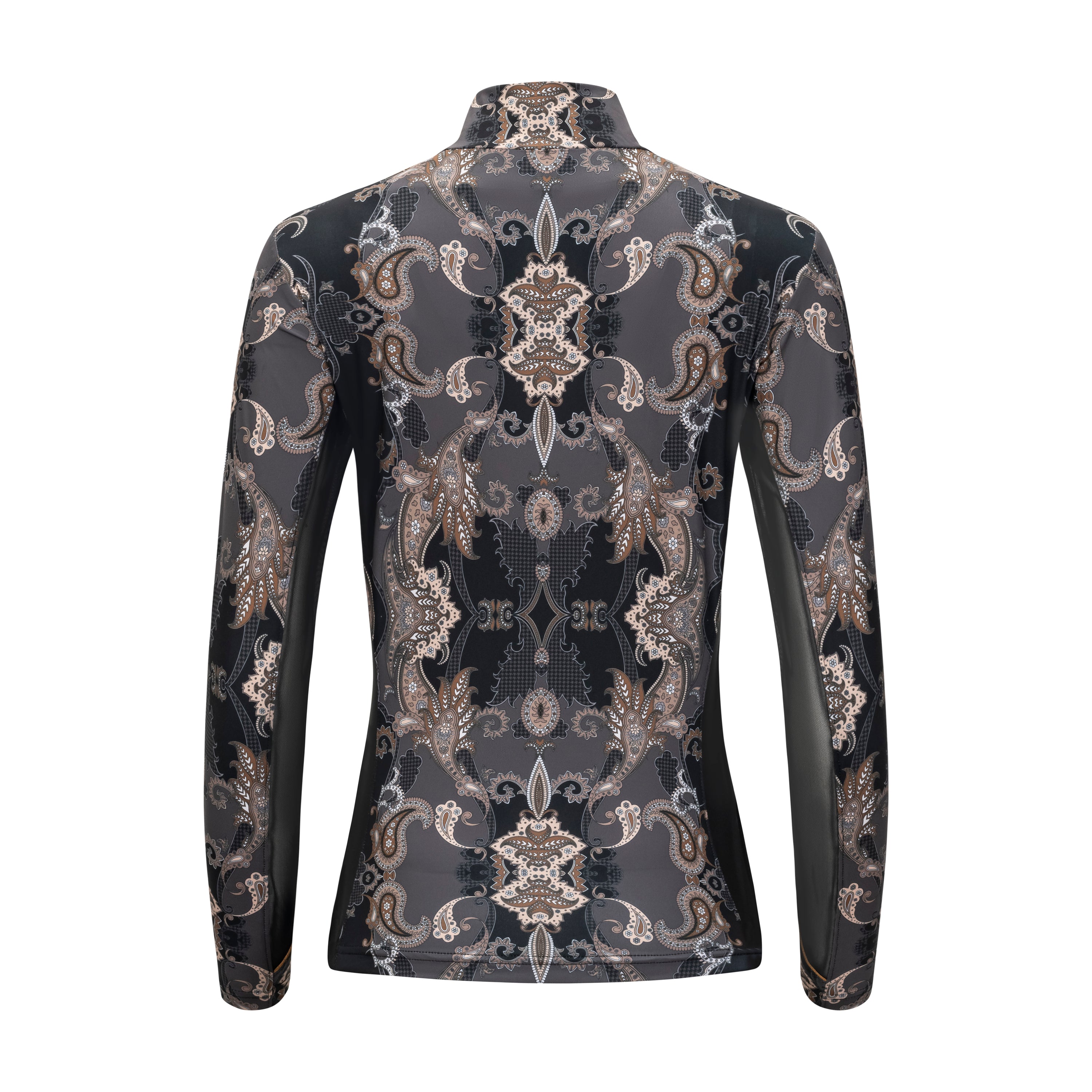 Houndstooth Paisley, Black Sun Shirt w/Mesh Half-Zip