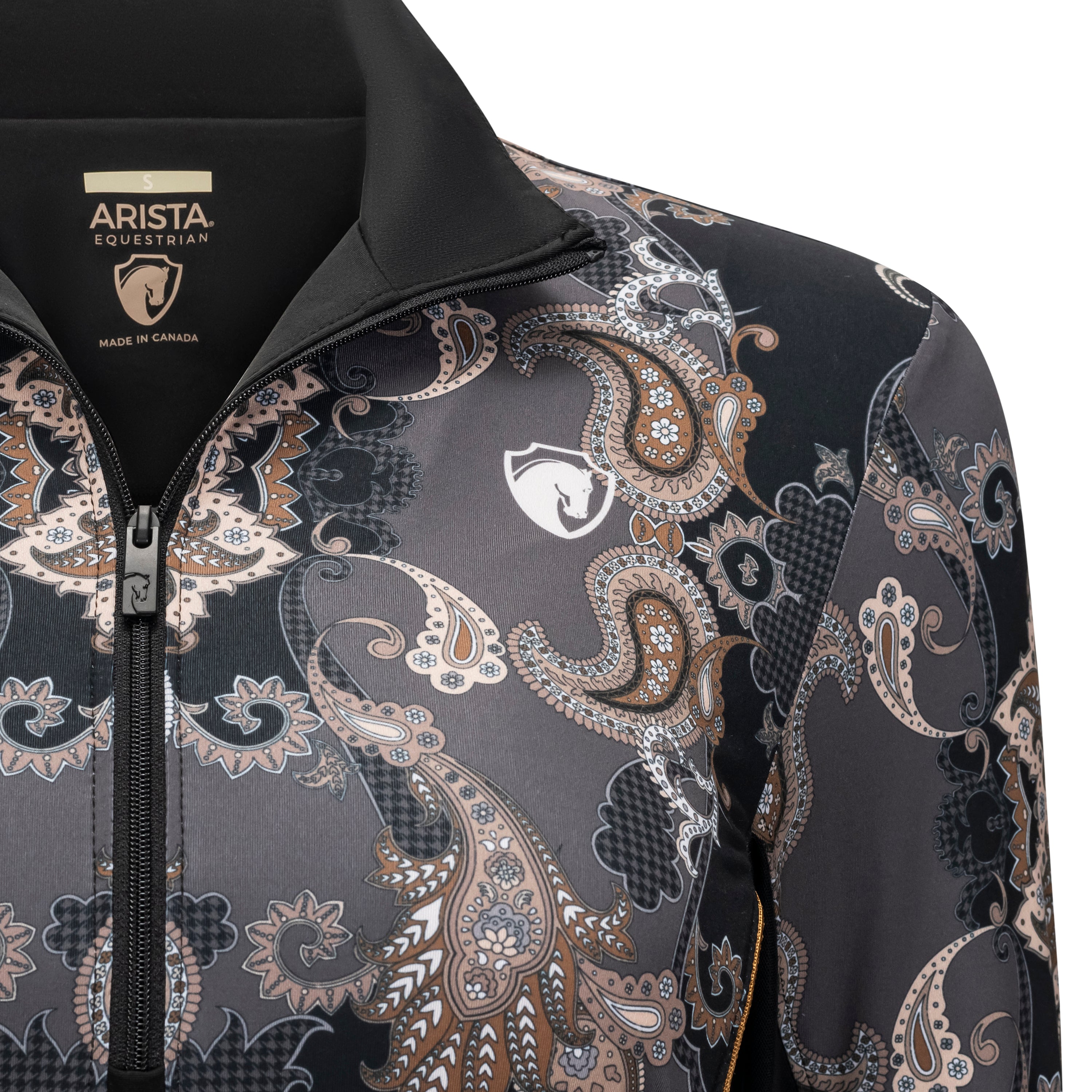 Houndstooth Paisley, Black Sun Shirt w/Mesh Half-Zip